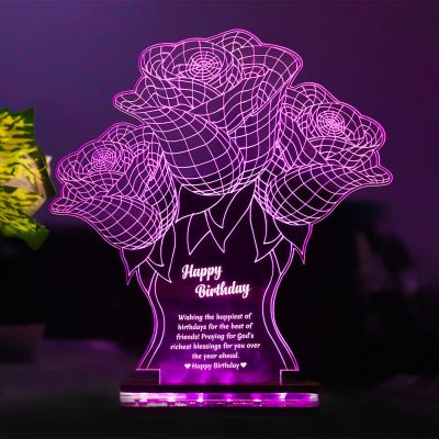 3D Optical Illusion led Night lamp with Flower Design Customized Your Text Gift for Loveable Person