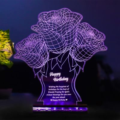 3D Optical Illusion led Night lamp with Flower Design Customized Your Text Gift for Loveable Person