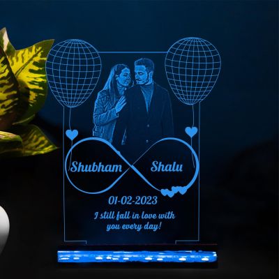 3D Illusion Customized Couple Night Lamp Personalized with Photo Date & Quote | Multicolored Light