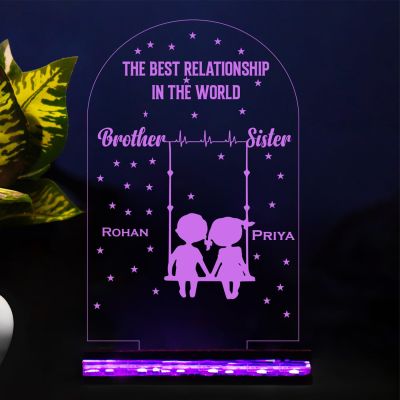 Personalized Name Led Lamp Raksha Bandhan Gift for Brother and Sister (Multicolored Light)