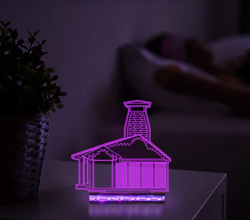 3D Illusion Chardham Temple Led Night Table Lamp 16 Color Changing Light with Remote