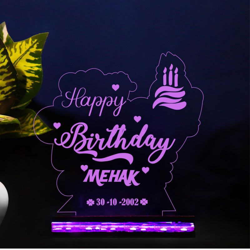 Personalized Birthday Gift | Customized with Name & Date | 3D Illusion Led Table Lamp