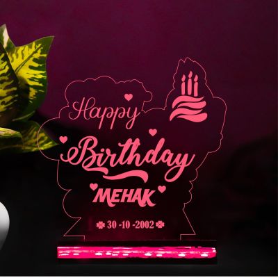 Personalized Birthday Gift | Customized with Name & Date | 3D Illusion Led Table Lamp