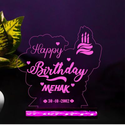 Personalized Birthday Gift | Customized with Name & Date | 3D Illusion Led Table Lamp