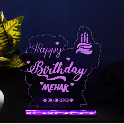 Personalized Birthday Gift | Customized with Name & Date | 3D Illusion Led Table Lamp