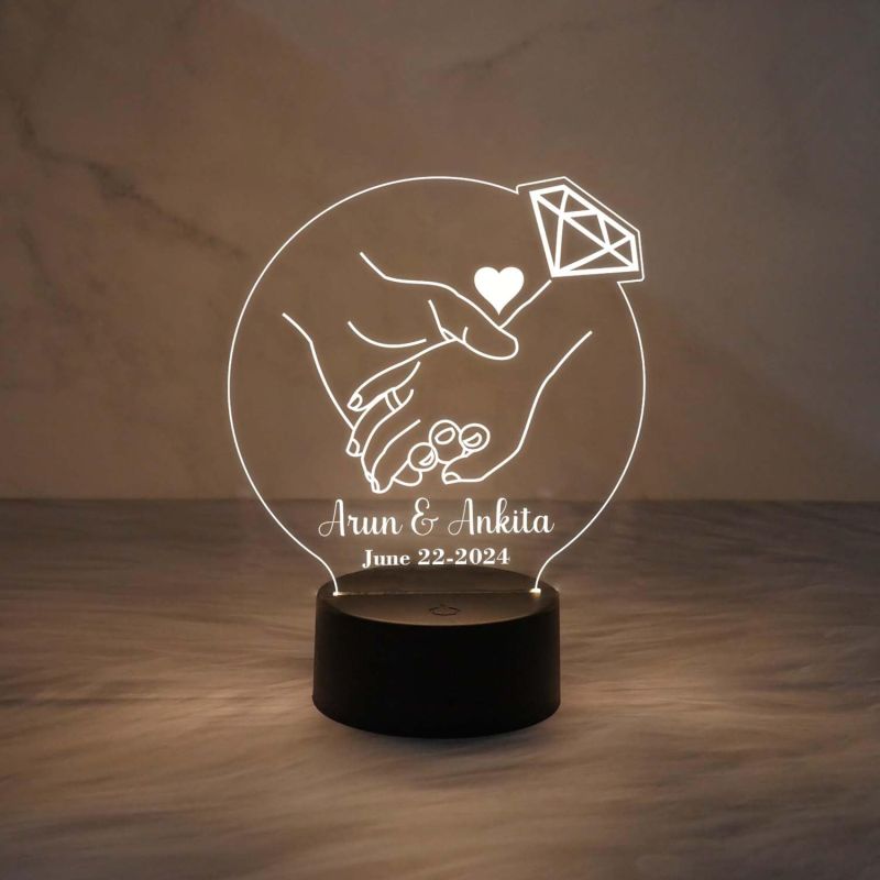 Personalized Couple Night Lamp Customized with Name & Date Anniversary Gift for Husband Wife