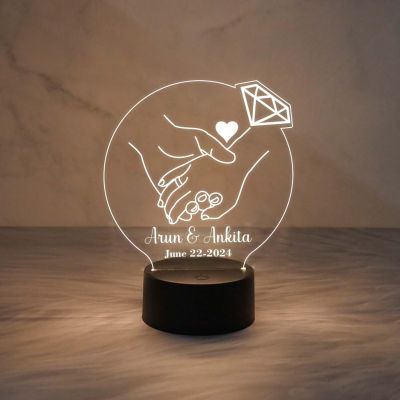 Personalized Couple Night Lamp Customized with Name & Date Anniversary Gift for Husband Wife