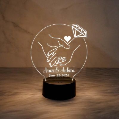 Personalized Couple Night Lamp Customized with Name & Date Anniversary Gift for Husband Wife