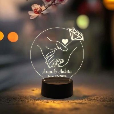 Personalized Couple Night Lamp Customized with Name & Date Anniversary Gift for Husband Wife