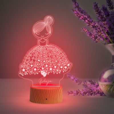 Personalized Princess Girl with Name  Custom Night Light with Name  Kids Room Lamp  Birthday Gift for Girls  Automatic Color Changing Light