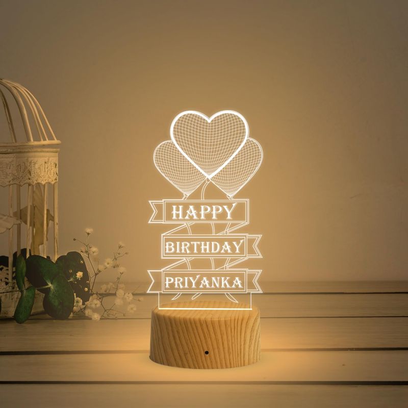 Personalized Happy Birthday Acrylic Led Lamp with Warm White Light Birthday Gift for Loveable Person  Birthday Gift for Friends