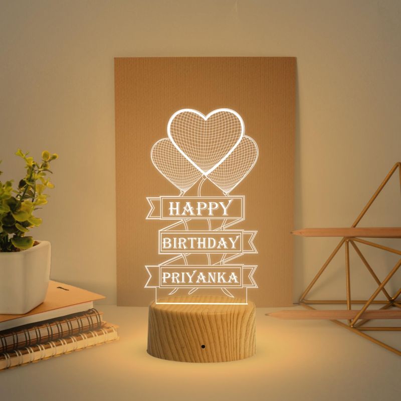 Personalized Happy Birthday Acrylic Led Lamp with Warm White Light Birthday Gift for Loveable Person  Birthday Gift for Friends