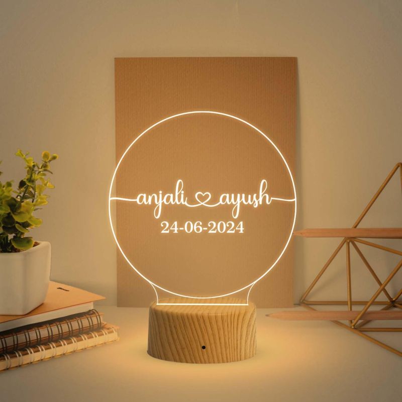 Personalized Couple Name Led Lamp with Warm White Light   Birthday Gift Lamp Decoration  Anniversary Gift for Wife Husband & Loveable Person (Couple Name Lamp)