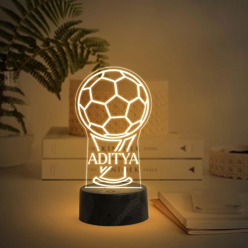 3D Illusion Personalized Football Desk Table Lamp Customized with Name  Warm White Light   Gift for Football Player