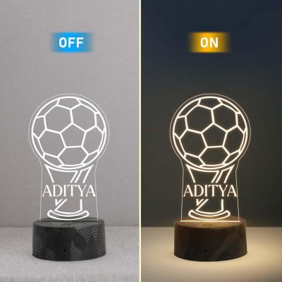 3D Illusion Personalized Football Desk Table Lamp Customized with Name  Warm White Light   Gift for Football Player