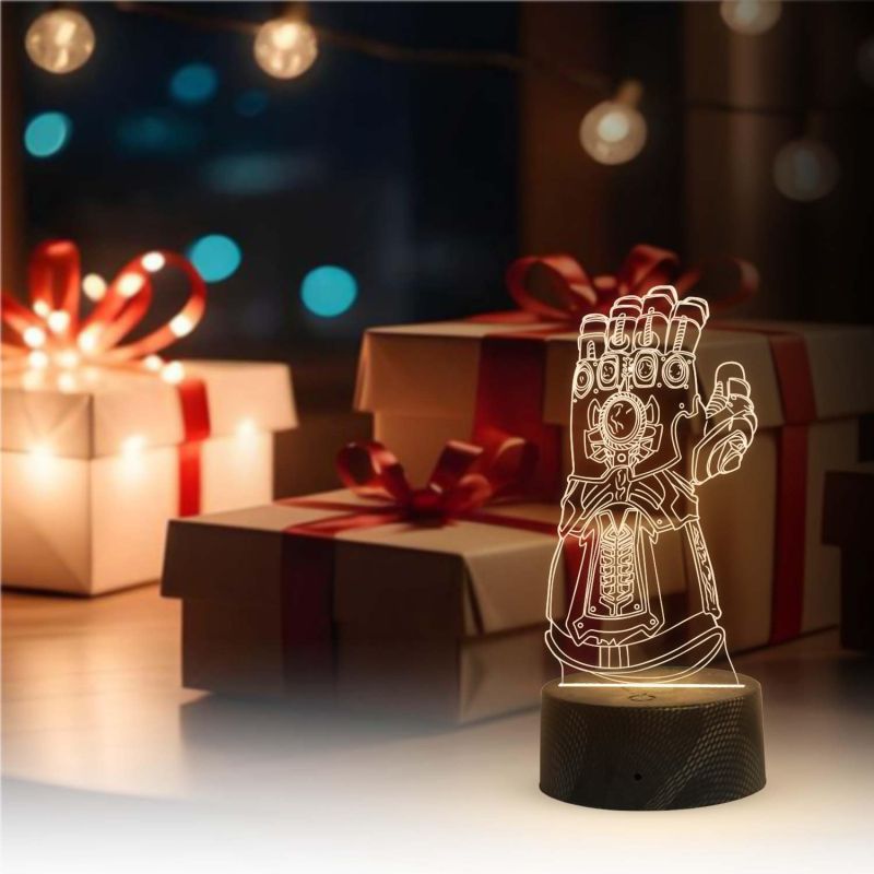 3D Illusion Thor Hand Marvel Light Kids Bedside LED Lamp with Warm White Light  Gaming Room Light & Avengers Fan Gift
