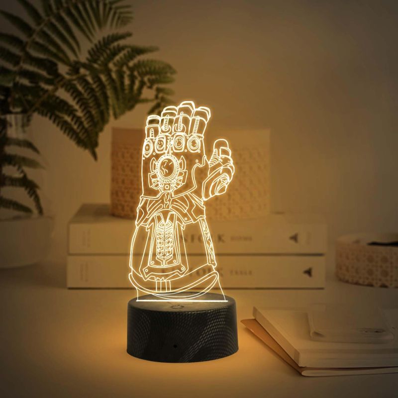 3D Illusion Thor Hand Marvel Light Kids Bedside LED Lamp with Warm White Light  Gaming Room Light & Avengers Fan Gift