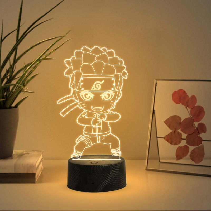 3D Illusion Naruto Night Lamp | Anime Home Decor Light  Warm White Light  Gift for Naruto Fan & Anime Lover  Kids Room Decor Light