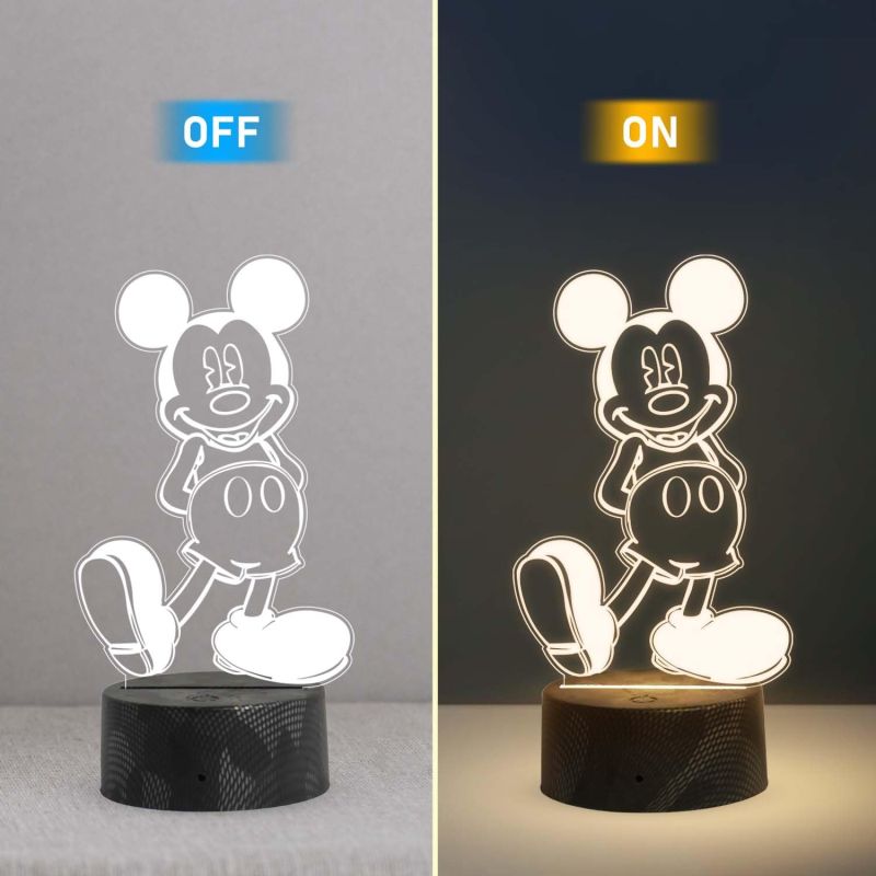3D Illusion Cute Cartoon Mickey Mouse Night Lamp with Warm White Light  Kids Room Decor Light  Birthday Gift for Kids