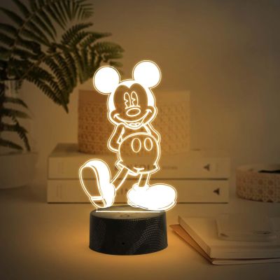 3D Illusion Cute Cartoon Mickey Mouse Night Lamp with Warm White Light  Kids Room Decor Light  Birthday Gift for Kids