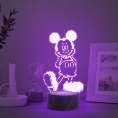 3D Illusion Cute Cartoon Mickey Mouse Night Lamp with Automatic Color Changing Light  Kids Room Decor Light  Birthday Gift for Kids
