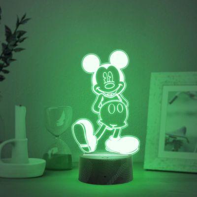 3D Illusion Cute Cartoon Mickey Mouse Night Lamp with Automatic Color Changing Light  Kids Room Decor Light  Birthday Gift for Kids