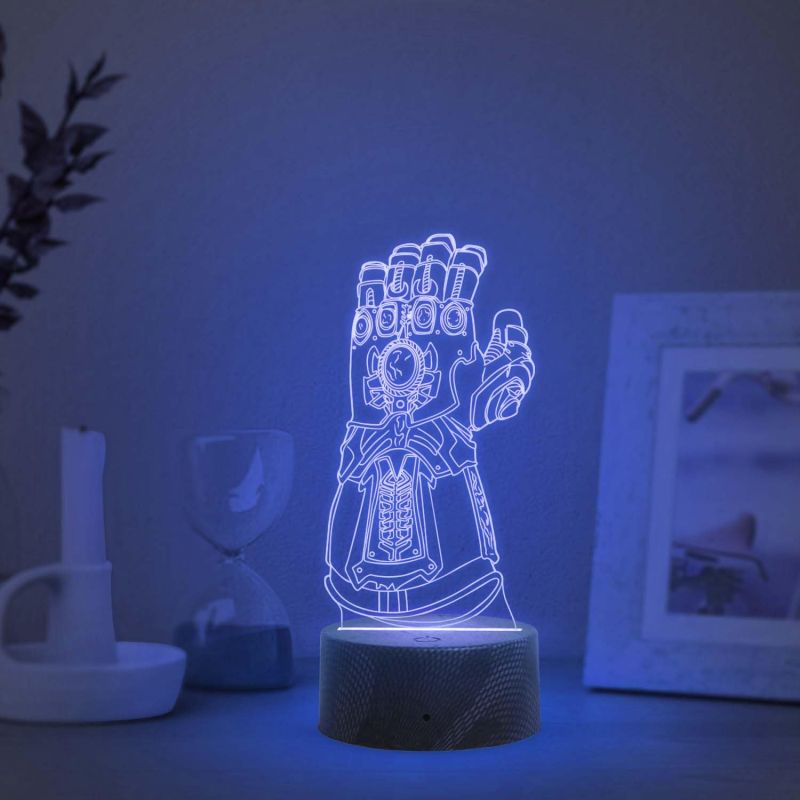 3D Illusion Thor Hand Marvel Light Kids Bedside LED Lamp with Automatic Color Changing Light  Gaming Room Light & Avengers Fan Gift