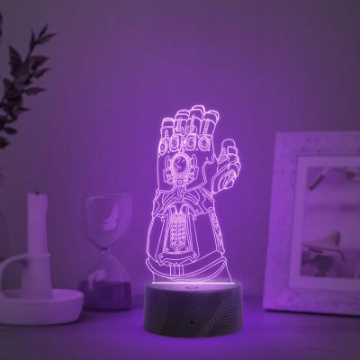 3D Illusion Thor Hand Marvel Light Kids Bedside LED Lamp with Automatic Color Changing Light  Gaming Room Light & Avengers Fan Gift