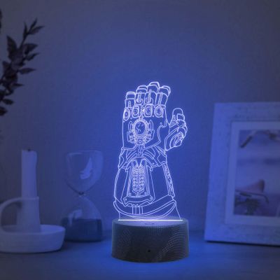 3D Illusion Thor Hand Marvel Light Kids Bedside LED Lamp with Automatic Color Changing Light  Gaming Room Light & Avengers Fan Gift