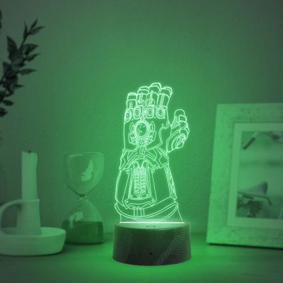 3D Illusion Thor Hand Marvel Light Kids Bedside LED Lamp with Automatic Color Changing Light  Gaming Room Light & Avengers Fan Gift