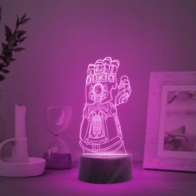 3D Illusion Thor Hand Marvel Light Kids Bedside LED Lamp with Automatic Color Changing Light  Gaming Room Light & Avengers Fan Gift