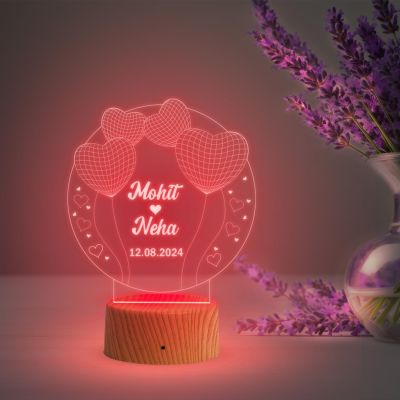 3D Illusion Personalized Name Lamp  Customized with Name & Date  7 Color Changing Light  USB Powered  Gift for Anniversary Birthday Valentine Day  Gift for Wife