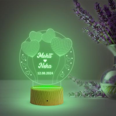 3D Illusion Personalized Name Lamp  Customized with Name & Date  7 Color Changing Light  USB Powered  Gift for Anniversary Birthday Valentine Day  Gift for Wife