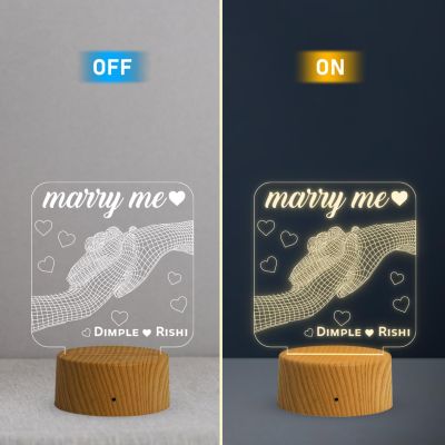 3D Illusion Hand Personalized Name Lamp  Purpose for Marry Gift  Engraved Marry Me Led Light Gift for Girlfriend Boyfriend  Express Your Love for Loveable Person (Warm White Light)