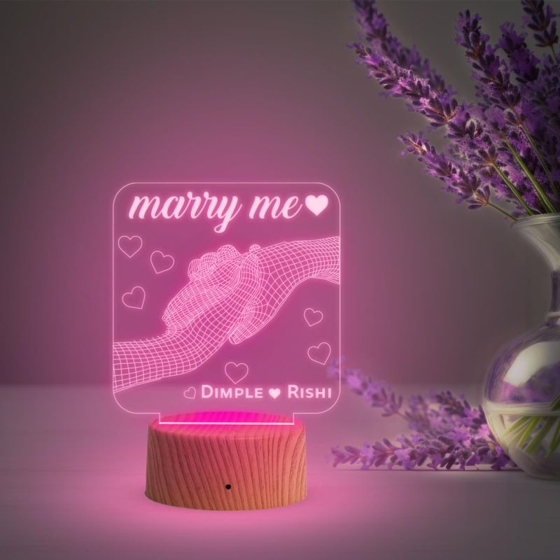 3D Illusion Hand Night Lamp Personalized Name Lamp  Purpose for Marry Gift  Engraved Marry Me Led Light  Gift for Girlfriend Boyfriend  Express Your Love for Loveable Person