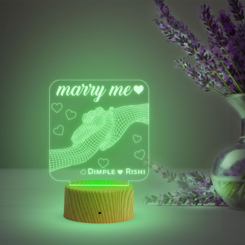 3D Illusion Hand Night Lamp Personalized Name Lamp  Purpose for Marry Gift  Engraved Marry Me Led Light  Gift for Girlfriend Boyfriend  Express Your Love for Loveable Person