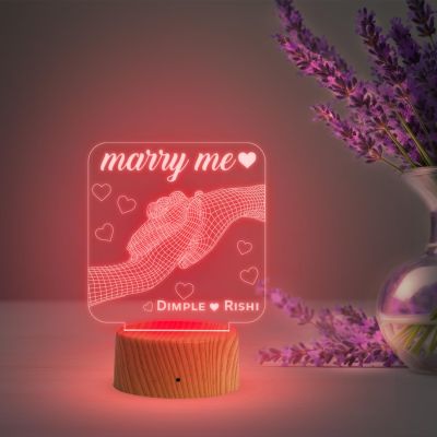 3D Illusion Hand Night Lamp Personalized Name Lamp  Purpose for Marry Gift  Engraved Marry Me Led Light  Gift for Girlfriend Boyfriend  Express Your Love for Loveable Person