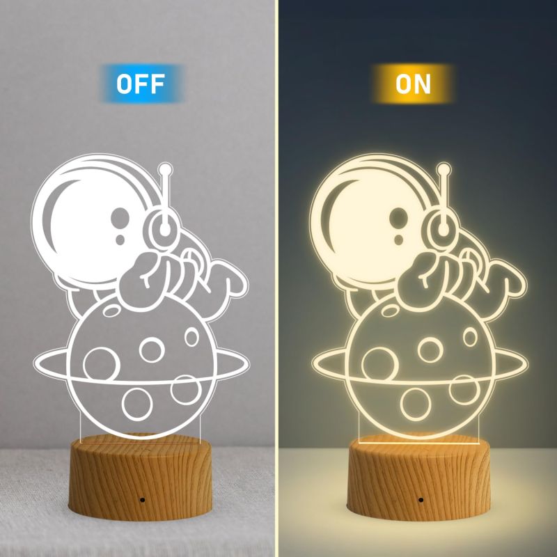 3D Illusion Astronaut Light lamp with Warm White Light  Bedside Desk Table Lamp  Gift for Kids  Birthday Gift