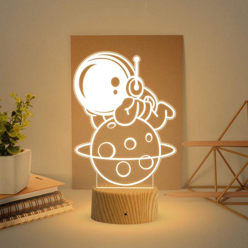 3D Illusion Astronaut Light lamp with Warm White Light  Bedside Desk Table Lamp  Gift for Kids  Birthday Gift