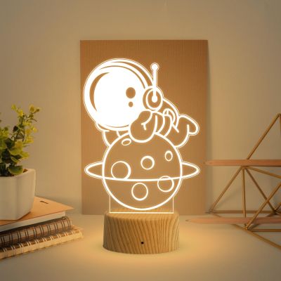 3D Illusion Astronaut Light lamp with Warm White Light  Bedside Desk Table Lamp  Gift for Kids  Birthday Gift
