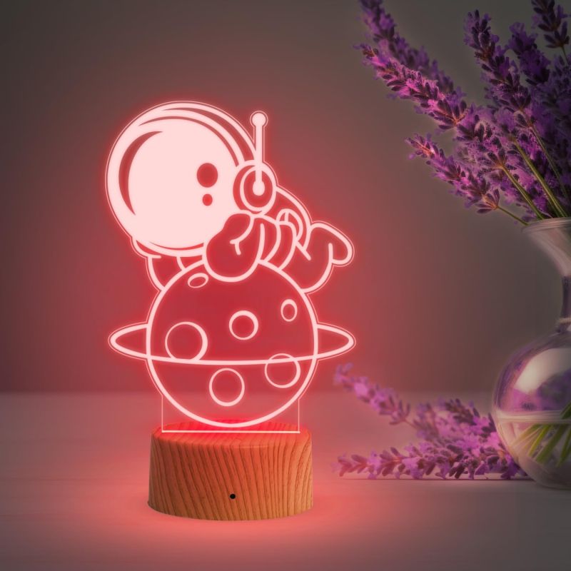 3D Illusion Astronaut Light lamp with Automatic Color Changing Light  Bedside Desk Table Lamp  Gift for Kids  Birthday Gift