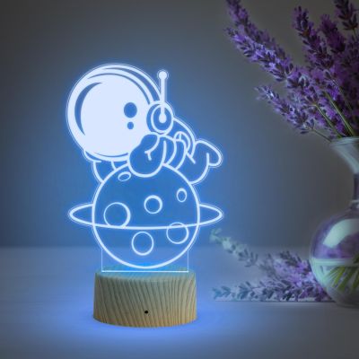 3D Illusion Astronaut Light lamp with Automatic Color Changing Light  Bedside Desk Table Lamp  Gift for Kids  Birthday Gift