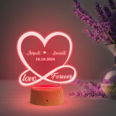 3D Illusion Heart Personalized Name Lamp with 7 Color Changing Light   Gift for Wife Husband  Newly Married Couple Gifts