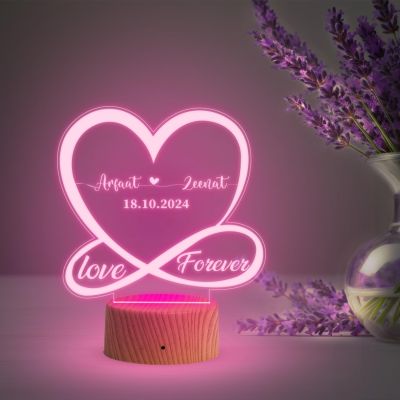 3D Illusion Heart Personalized Name Lamp with 7 Color Changing Light   Gift for Wife Husband  Newly Married Couple Gifts