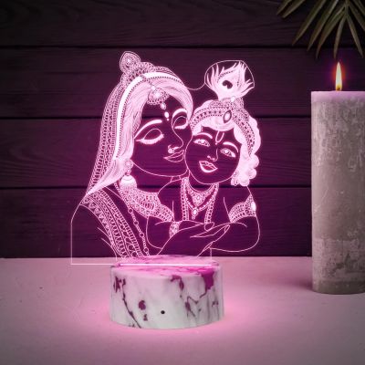 3D Illusion Krishna with Maa Yashoda Night Lamp 7 Color Changing Light Home Decor Light  Religious Gift Lamp  Pooja Room Decoration Light