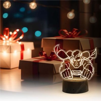 3D Illusion Superman LED Night Light Creative Warm White Light Table Lamp for Home Decoration  Birthday Gift for Kids & Avengers Fans