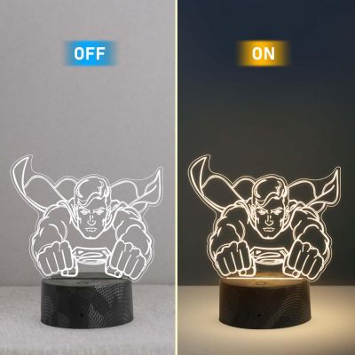 3D Illusion Superman LED Night Light Creative Warm White Light Table Lamp for Home Decoration  Birthday Gift for Kids & Avengers Fans