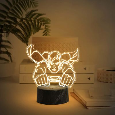 3D Illusion Superman LED Night Light Creative Warm White Light Table Lamp for Home Decoration  Birthday Gift for Kids & Avengers Fans