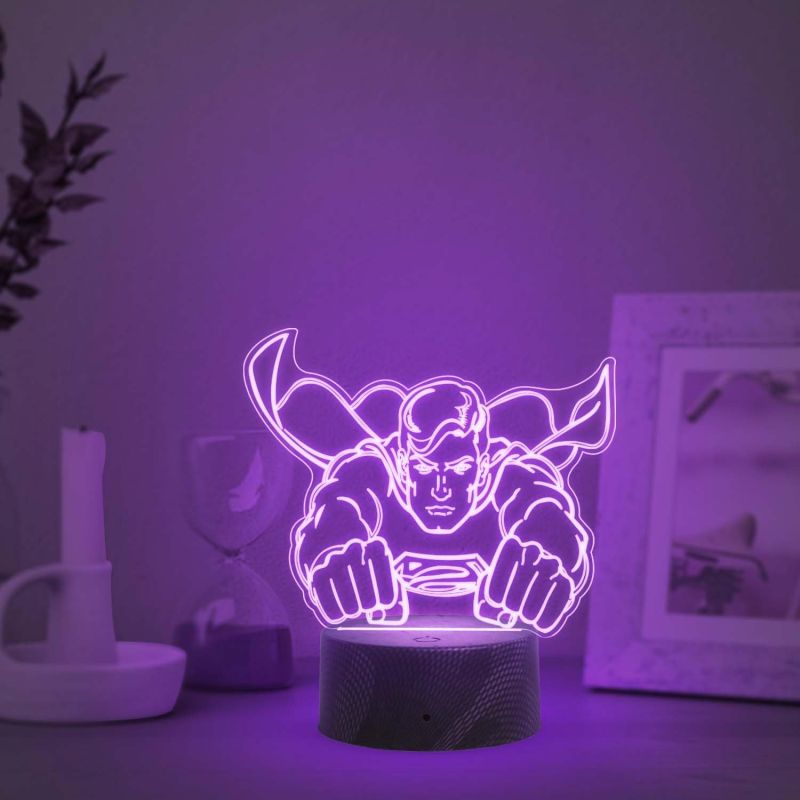 3D Illusion Superman LED Night Light Creative 7 Color Changing Light  Table Lamp for Home Decoration  Birthday Gift for Kids & Avengers Fans