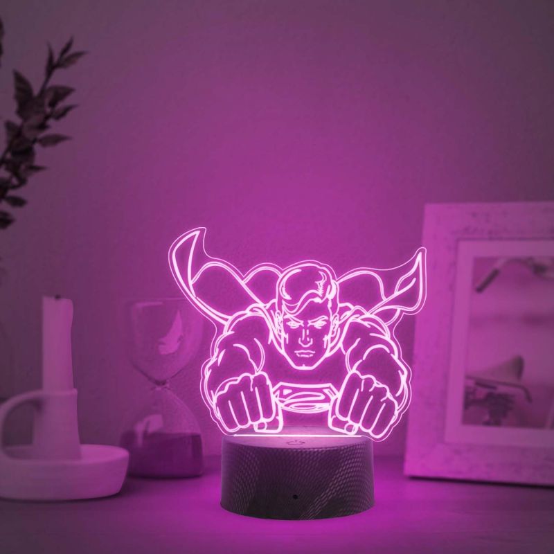 3D Illusion Superman LED Night Light Creative 7 Color Changing Light  Table Lamp for Home Decoration  Birthday Gift for Kids & Avengers Fans